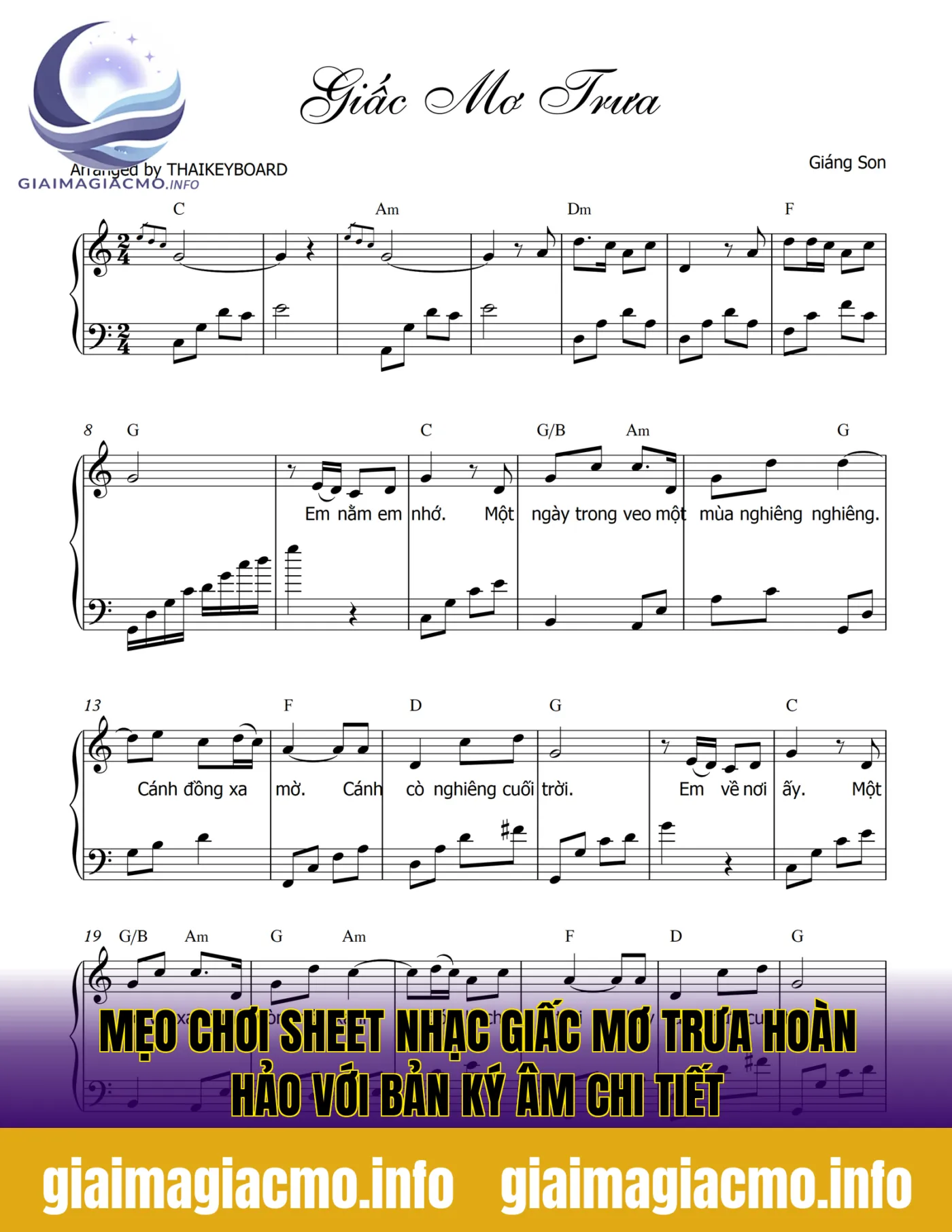 mẹo chơi sheet nhạc giấc mơ trưa hoàn hảo với bản ký âm chi tiết