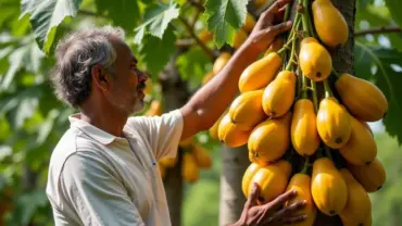 Hái đu đủ chín vàng