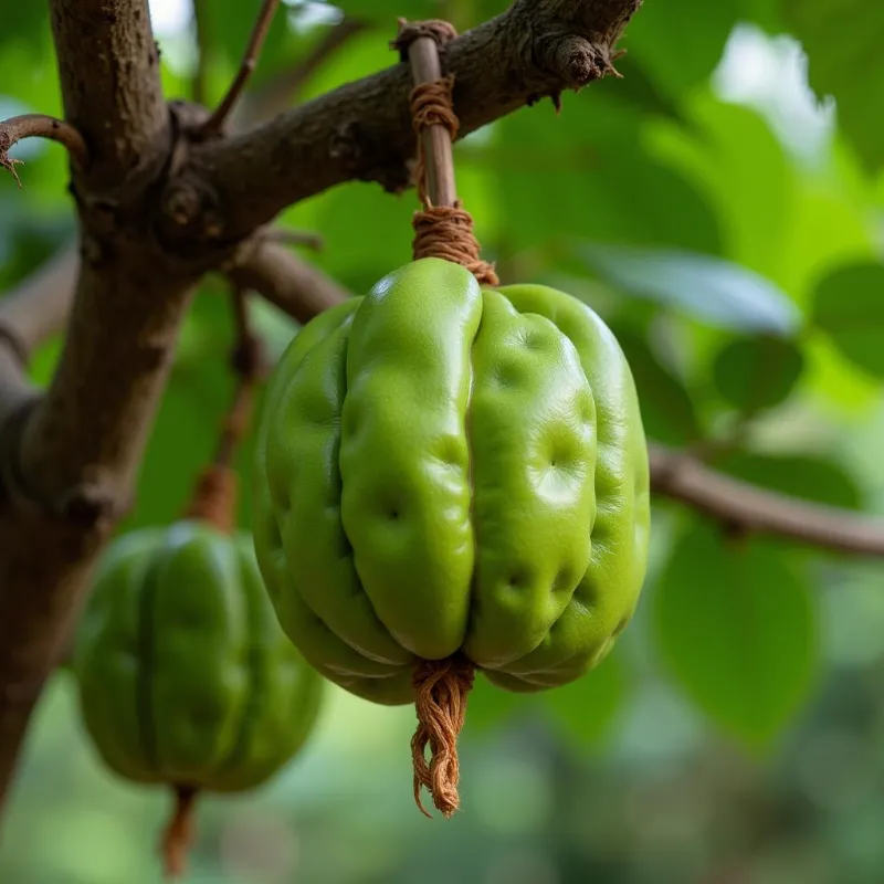 Buồng cau xanh trên cây