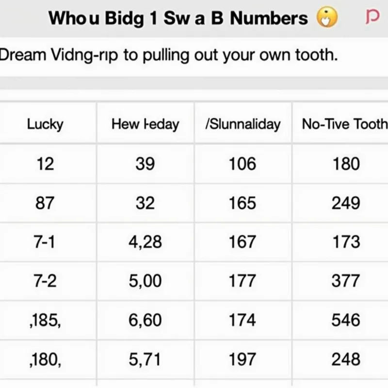 Bảng con số may mắn khi mơ thấy tự nhổ răng