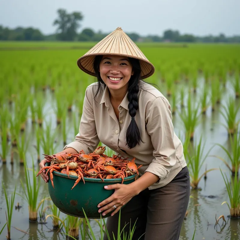 Người Phụ Nữ Đang Bắt Cua